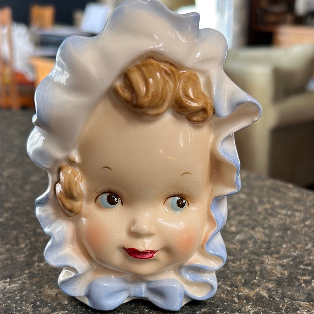 Vintage Ceramic Baby Face Planter